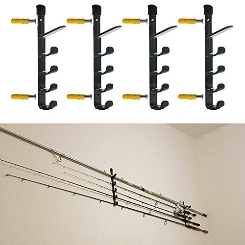 AUXPhome Perfektes Angelruten-Rack - Horizontale 10 Angelruten Lagerung Rack Halter Wandhalterung für bis zu 10 Angelruten W Schrauben - Keine Angelrute von AUXPhome