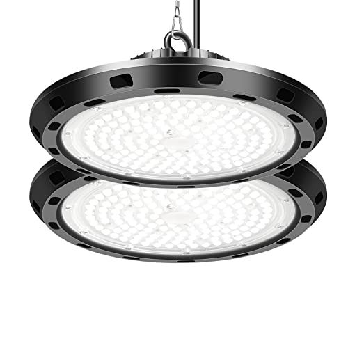 AUXTINGS 2 Stücke LED Hallenbeleuchtung 100W UFO Industrielampe Werkstattlampe IP65 Wasserdicht Werkstattleuchte Strahler Innen Außenbereich 6000K High Bay Licht für Garagenlampe Warenhaus Fabriken von AUXTINGS