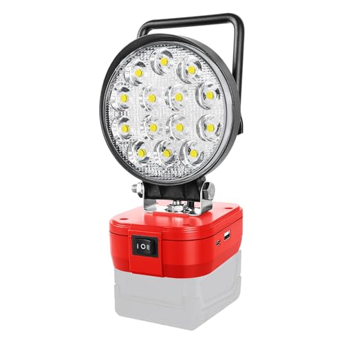 AUXTINGS 42 W LED-Arbeitslicht für Milwaukee M18 18/20 V, 4200 lm, wiederaufladbarer LED-Scheinwerfer, batteriebetrieben, mit Typ C/USB, Niederspannungsschutz für Autoreparatur (ohne Batterie) von AUXTINGS