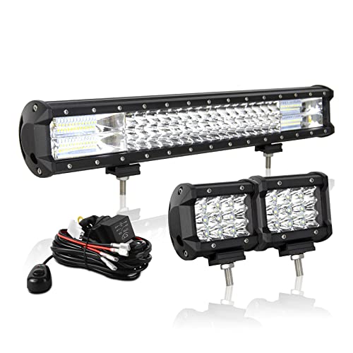AUXTINGS 50 cm 252W LED Lichtleiste Spot Zusatzscheinwerfer Flutlicht + 2x 10cm 36W Spot LED Arbeitsleuchte mit 2 Kabeln 12V Kabelbaum-Kit für JP Pickup Offroad Truck 4X4 ATV Bootsanhänger,wasserdicht AUXTINGS 50 cm 252W LED Lichtleiste Spot Zusatzscheinwerfer Flutlicht + 2x 10cm 36W Spot LED Arbeitsleuchte mit 2 Kabeln 12V Kabelbaum-Kit für JP Pickup Offroad Truck 4X4 ATV Bootsanhänger,wasserdicht von AUXTINGS
