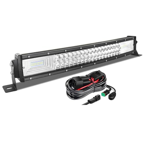 AUXTINGS 56 cm 270W Gebogen LED Lichtleiste Spot Zusatzscheinwerfer Flutlicht Spot LED Arbeitsleuchte mit 12V DT Kabelbaum Kit für JP Pickup Offroad Truck 4X4 ATV Bootsanhänger,wasserdicht von AUXTINGS