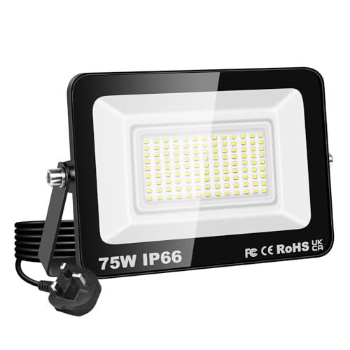 AUXTINGS 75W Led Strahler Außen mit Stecke, 7500LM Scheinwerfer Aussen IP66 Fluter 6000K Kaltweiß Aussenstrahler Flutlichtstrahler mit 153cm Cable für Garten Hinterhof Auffahrt Garage Terrassen AUXTINGS 75W Led Strahler Außen mit Stecke, 7500LM Scheinwerfer Aussen IP66 Fluter 6000K Kaltweiß Aussenstrahler Flutlichtstrahler mit 153cm Cable für Garten Hinterhof Auffahrt Garage Terrassen von AUXTINGS