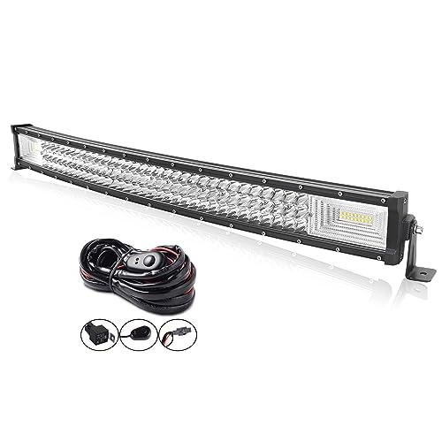 AUXTINGS Gebogen 82 cm 32 Zoll 405W dreireihige LED-Lichtleiste Arbeitslichtpunkt Flutstrahl mit Kabelbaum-Kit Schalter für LKW-Traktor 4X4 Boot Off Road Auto Nebelscheinwerfer AUXTINGS Gebogen 82 cm 32 Zoll 405W dreireihige LED-Lichtleiste Arbeitslichtpunkt Flutstrahl mit Kabelbaum-Kit Schalter für LKW-Traktor 4X4 Boot Off Road Auto Nebelscheinwerfer von AUXTINGS
