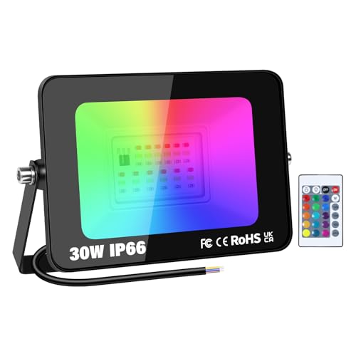 AUXTINGS RGB LED Strahler 30W Fluter Außen,4 Modi Bunt LED Flutlichtstrahler Mit Fernbedienung, IP66 Außenstrahler Wasserdicht LED Flutlicht,Garten Party Feiern Bühne Häuser Weihnachten Halloween AUXTINGS RGB LED Strahler 30W Fluter Außen,4 Modi Bunt LED Flutlichtstrahler Mit Fernbedienung, IP66 Außenstrahler Wasserdicht LED Flutlicht,Garten Party Feiern Bühne Häuser Weihnachten Halloween von AUXTINGS