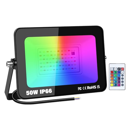 AUXTINGS RGB LED Strahler 50W Fluter Außen,4 Modi Bunt LED Flutlichtstrahler Mit Fernbedienung, IP66 Außenstrahler Wasserdicht LED Flutlicht,Garten Party Feiern Bühne Häuser Weihnachten Halloween AUXTINGS RGB LED Strahler 50W Fluter Außen,4 Modi Bunt LED Flutlichtstrahler Mit Fernbedienung, IP66 Außenstrahler Wasserdicht LED Flutlicht,Garten Party Feiern Bühne Häuser Weihnachten Halloween von AUXTINGS
