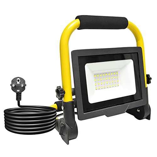 AUXTINGS Tragbare LED Arbeitsstrahler 30W 3000LM Kaltweiß LED Baustrahler Faltbarer Standgestell Fluter Floodlight IP66 Wasserdicht mit 3m Netzkabel und Stecker für Werkstatt Baustelle Garage AUXTINGS Tragbare LED Arbeitsstrahler 30W 3000LM Kaltweiß LED Baustrahler Faltbarer Standgestell Fluter Floodlight IP66 Wasserdicht mit 3m Netzkabel und Stecker für Werkstatt Baustelle Garage von AUXTINGS
