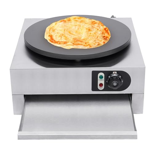 3000W Kommerziell Crepes Maker+Holzspatel Mit Wärmeschublade Elektrische Heizplatte aus Kupfer mit einstellbarer Temperatur Crepesplatte Crepesgerät φ400mm von AUYART