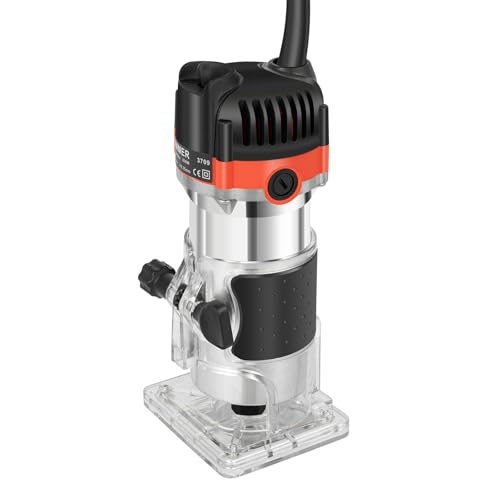 800W Holzfräse Router Werkzeug, Elektrische Oberfräse Einhandfräse Trimmer Router Kantenfräse Fräsersatz Geeignet Nuten Holz für die Handbearbeitung 8.5 * 8 * 19.5cm von AUYART