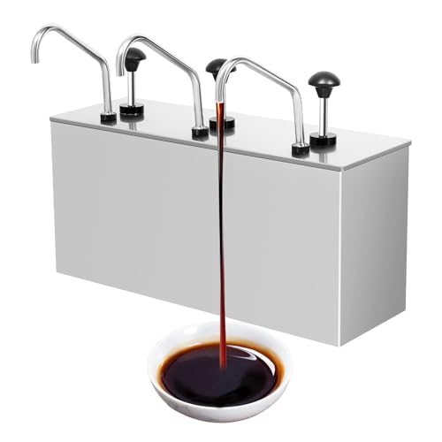 AUYART 3 Köpfe Saucenspender - Senf-Ketchup Saucenspender Pump Edelstahl Buffet Western Küchenutensilien,Soßenspender Aromatischer Tisch mit großem Fassungsvermögen 3× 4L von AUYART
