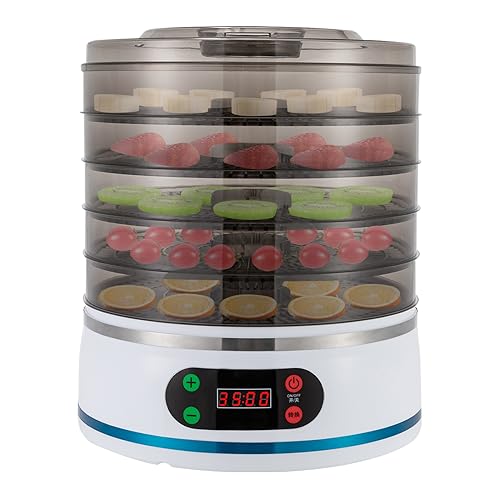 Küchenminis Dörrautomat,Lebensmittel-Dehydrator für Fleisch Früchte Gemüse mit 5 Einlegefächer 35-70 ℃ - Timer 72h - 350W von AUYART