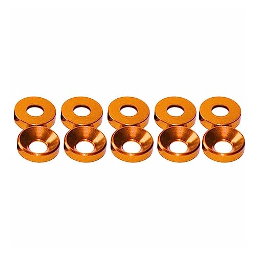 Xwang store 10 Teile/los Aluminium Unterlegscheibe M2 M 2,5 M3 M4 M5 M6 Bunte Eloxiert Senkkopf Bolzen Unterlegscheiben Dichtung (Color : Orange, Size : M6) von AUZAA