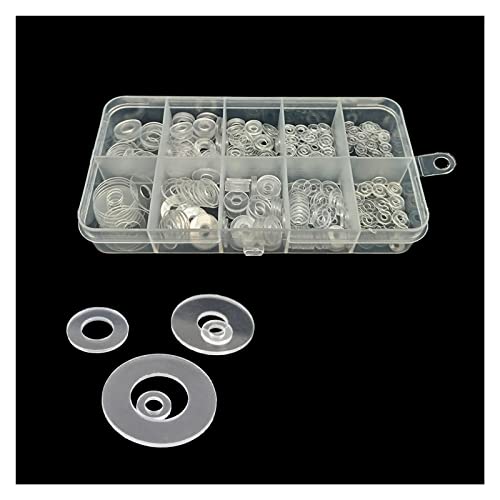 Xwang store 415/475 Stück M2 M2,5 M3 M4 M5 M6 M8 Nylon Transparent Rot Stahl Papier Kunststoff Unterlegscheibe Abstandshalter Isolierung Dichtungsring Kit Set Box (Color : Transparent 415pcs) von AUZAA