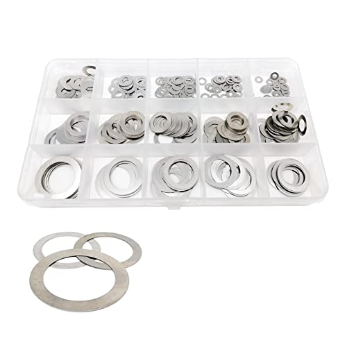 Xwang store 600 Stück M3 M4 M5 M6 M8 M10 M12 M16 M20 304 Edelstahl Ultradünne Flache Unterlegscheibe Einstellscheibe Plain Dichtung Sortiment Kit Set (Color : Thick 0.1mm) von AUZAA