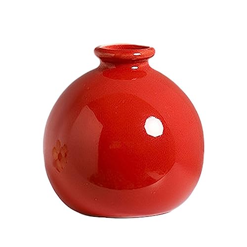 AUklOPVZZ Solide Keramik Blumenvase aus klassischer Form und langlebiger, vielseitig einsetzbarer Keramik, exquisites Handwerk, lebendige Farbe, Rot, Rot von AUklOPVZZ