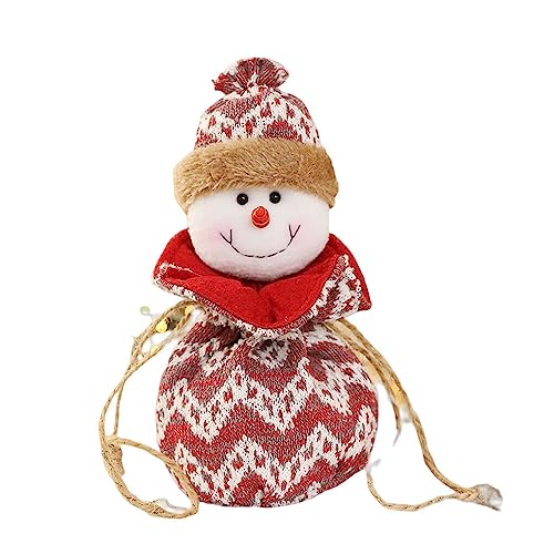 AUklOPVZZ Weihnachten Kordelzug Sack Obst Snacks Strumpf 3D Weihnachtsmann Schneemann Bär Spitze Goodie Bag Große Kapazität Dekoration, Schneemann von AUklOPVZZ