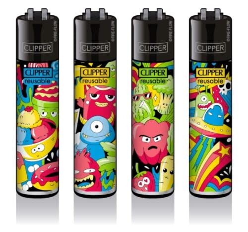 Clipper® 4er Doodle Art Collection Lighter Flints Feuerzeug + 2 Sticker von AV AVIShI
