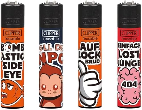 Clipper® 4er Einfach Lost Collection Lighter Flints Feuerzeug + 1 Sticker High Zombie von AV AVIShI