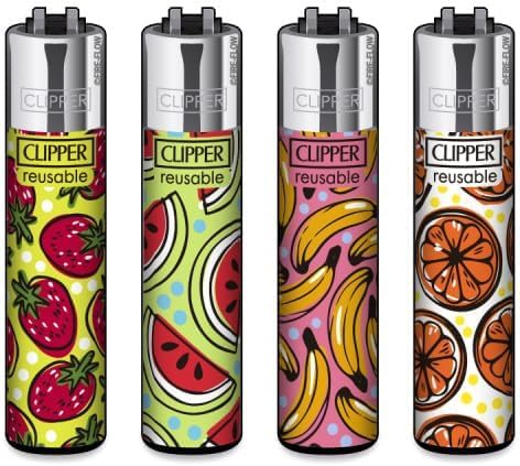 Clipper® 4er Fruity Summer Collection Lighter Flints Feuerzeug + 1 Sticker High Zombie von AV AVIShI