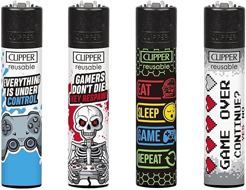 Clipper® 4er Gamer #3 Collection Lighter Flints Feuerzeug + 1 Sticker High Zombie von AV AVIShI