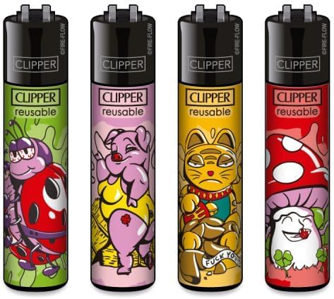 Clipper® 4er Lucky Collection Lighter Flints Feuerzeug + 1 Sticker High Zombie von AV AVIShI