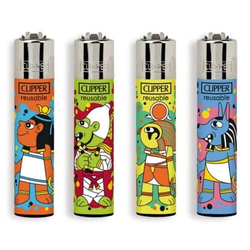 Clipper® 4er Set Ancient Gods Collection Lighter Flints Feuerzeug + 2 Sticker von AV AVIShI
