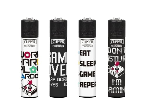 Clipper® 4er Set Gamer4Life #1 Feuerzeuge + 1 Sticker High Zombie von AV AVIShI