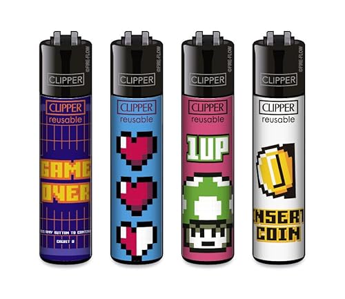 Clipper® 4er Set Games & Hobbies Feuerzeuge + 1 Sticker High Zombie von AV AVIShI