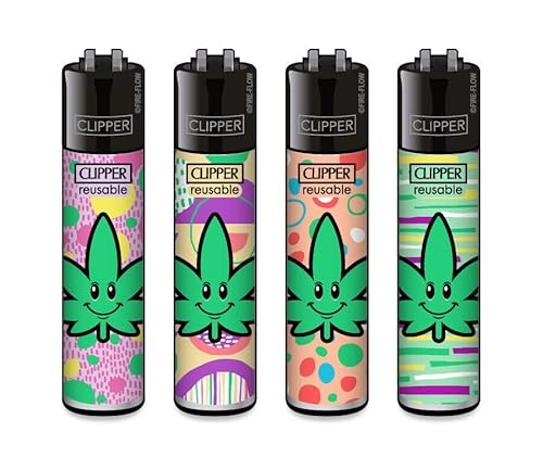Clipper® 4er Set Happy Leaf Feuerzeuge + 1 Sticker High Zombie von AV AVIShI