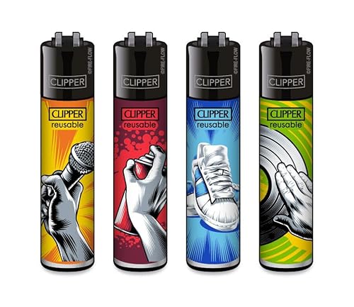 Clipper® 4er Set Hip Hop Elements - GZ Feuerzeuge + 1 Sticker High Zombie von AV AVIShI