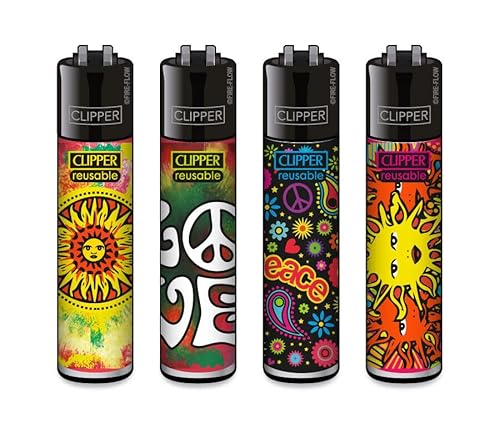 Clipper® 4er Set Hippie #4 Collection Lighter Flints Feuerzeug + 1 Sticker High Zombie von AV AVIShI