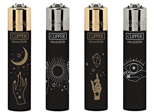 Clipper® 4er Set Lighter Flints Feuerzeug Collection 2022 + 2 Sticker (Fortuna Hands) von AV AVIShI