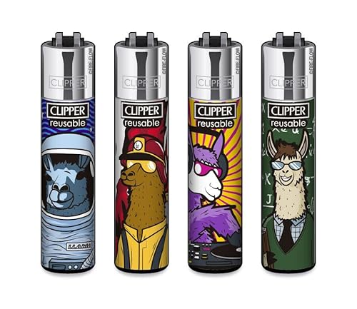 Clipper® 4er Set Llama Work Feuerzeuge + 1 Sticker High Zombie von AV AVIShI