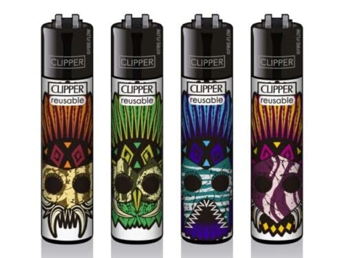 Clipper® 4er Set Native Totem #2 Collection Lighter Flints Feuerzeug + 2 Sticker von AV AVIShI
