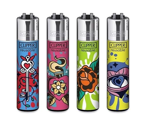 Clipper® 4er Set Simple Tatts Feuerzeuge + 1 Sticker High Zombie von AV AVIShI