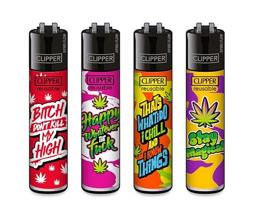 Clipper® 4er Set Weed Statements #6 Collection Lighter Flints Feuerzeug + 1 Sticker High Zombie von AV AVIShI