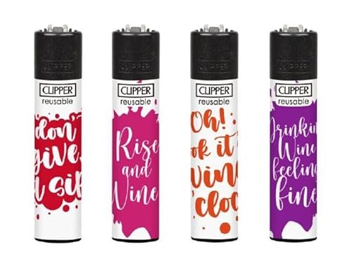 Clipper® 4er Set Winebulous Collection Lighter Flints Feuerzeug + 2 Sticker von AV AVIShI