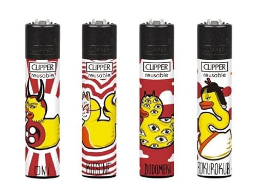 Clipper® 4er Set Yokay Duck Collection Lighter Flints Feuerzeug + 2 Sticker von AV AVIShI