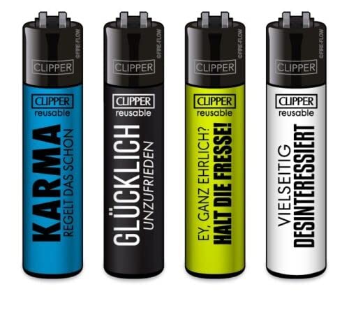 Clipper® 4er Statements #10 Collection Lighter Flints Feuerzeug + 2 Sticker von AV AVIShI