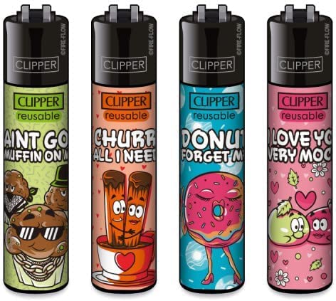 Clipper® 4er Sweeties Collection Lighter Flints Feuerzeug + 1 Sticker High Zombie von AV AVIShI