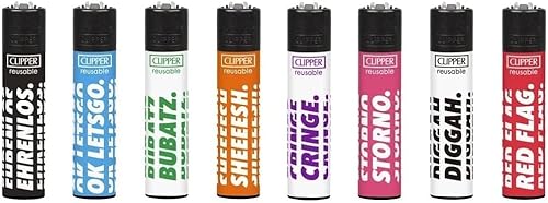Clipper® 8er Ehrenlos Impact Collection Lighter Flints Feuerzeug + 1 Sticker High Zombie von AV AVIShI
