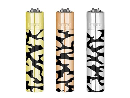 Clipper Flint Metall Metal Lighter Feuerzeug Geschenkbox Large Classic + Flaschenöffner Keyring (3er Set Camouflage) von AV AVIShI