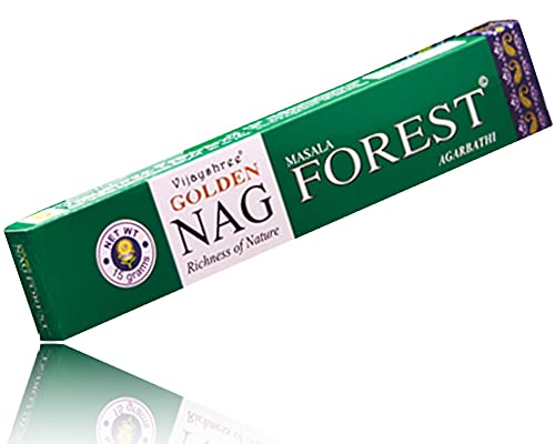 Vijayshree Golden Nag Agarbatti Räucherstäbchen Incense Sticks + AV AVIShI Holder Räucherstäbchenhalter (Golden Nag Forest, 12) von AV AVIShI