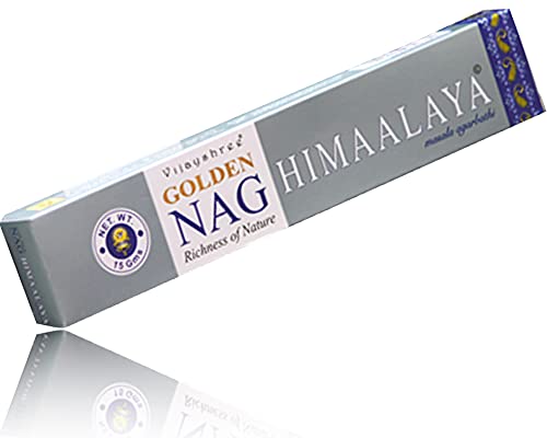 Vijayshree Golden Nag Agarbatti Räucherstäbchen Incense Sticks + AV AVIShI Holder Räucherstäbchenhalter (Golden Nag Himalaya, 12) von AV AVIShI