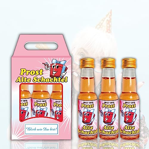 AV Andrea Verlag 3er Box - Willkommen im Club der Alten Schachtel - 3x2cl Nougatlikör Prost Alte Schachtel Geschenk für Frauen Geburtstagsgeschenk Rentner Oma Ruhestand Pension von AV Andrea Verlag