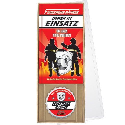 AV Andrea Verlag Feuerwehr Männer Immer im Einsatz Feuerwehrmänner freiwillige Feuerwehr Feuerwehrmann löschen Held (Feuerwehr Männer im Einsatz in Geschenk Box mit XXL Flaschenöffner 14012) von AV Andrea Verlag