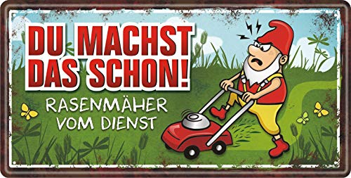AV Andrea Verlag Großes Metallschild Blechschild - Du Machst das Schon - Türschild Schild mit lustigem Spruch Gartenschild Garten im Vintage Retro Look von AV Andrea Verlag
