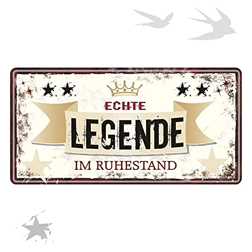 AV Andrea Verlag Großes Metallschild Blechschild - Echte Legende im Ruhestand - Für Rentner als Geschenk zum Ruhestand rostfrei Türschild Schild mit lustigem Spruch im Vintage Retro Look von AV Andrea Verlag