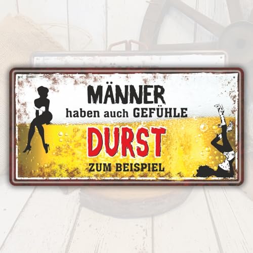 AV Andrea Verlag Großes Metallschild Blechschild - Männer haben auch Gefühle Durst zum Beispiel - Für Männer als Geschenk rostfrei Türschild Schild mit lustigem Spruch Bier im Vintage Retro Look von AV Andrea Verlag