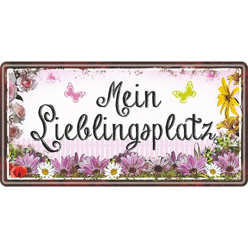 AV Andrea Verlag Großes Metallschild rostfrei Blechschild - Mein Lieblingsplatz II neu - Schild Türschild Garten mit lustigem Spruch im Vintage Retro Look von AV Andrea Verlag