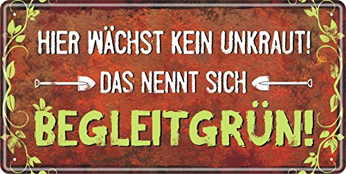 Großes Metallschild rostfrei Blechschild Schild Garten mit lustigem Spruch im Vintage Retro Look (Begleitgrün) von AV Andrea Verlag